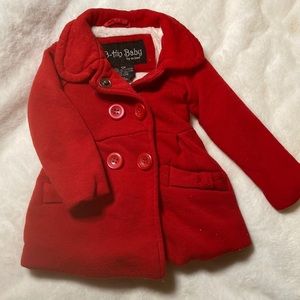 Red Pea Coat Style Sweater Jacket for Baby